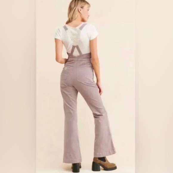 Free People‎ x Lee’s Purple Storm Flare Corduroy Overall coveralls jumpsuit sz S - Picture 2 of 6